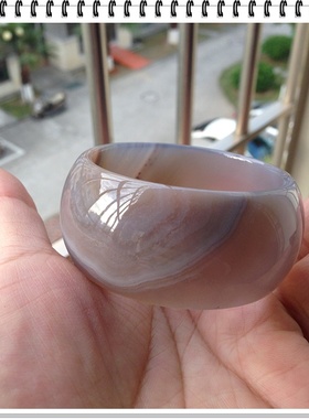 一物一拍正品超宽时尚天然原石灰玛瑙手镯个性大气女士手环礼364