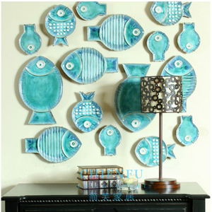 酒店样板房背景墙陶瓷鱼群创意立体墙饰壁饰挂件墙上装饰鱼壁挂