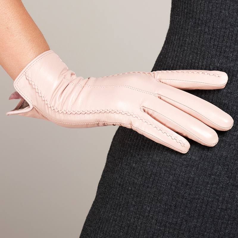 山羊皮触控屏保暖加绒手套薄款