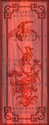 高清精雕图jdp灰度图浮雕图雕刻图精品菊花鸟背板106x273新款特价