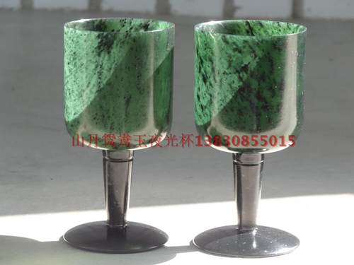 甘肃特产 祁连玉 酒泉玉 鸳鸯玉 墨玉 啤酒杯红酒杯 酒泉 夜光杯