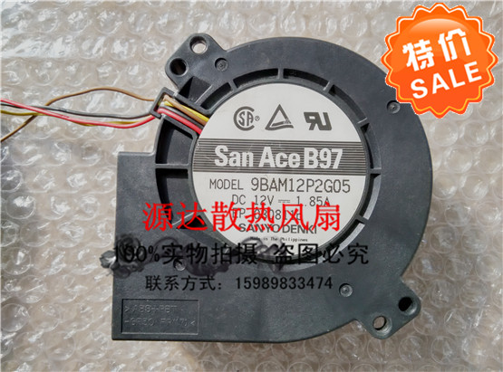 三洋9BAM12P2G05 12V1.85A 9CM 9733 4线PWM温控调速涡轮风扇