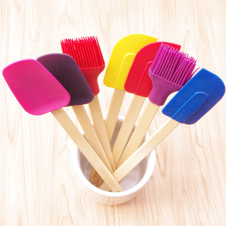 初木原品 进口实木手柄烘焙食品蛋糕硅胶刮刀 硅胶铲 硅胶刷子