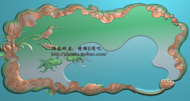 新品限时特价精雕e图吧木雕浮雕精雕图jdp灰度图bmp精品荷花茶盘图片