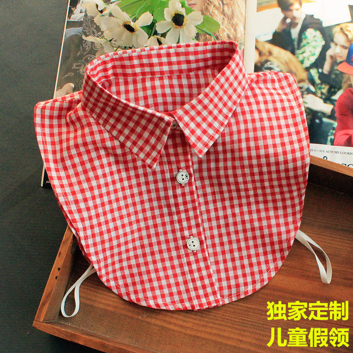 儿童纯棉假领子学生衣领半身衬衫秋冬男女宝宝毛衣装饰领小码红格