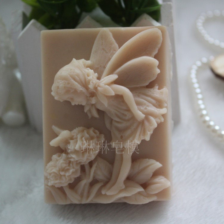 食品级硅胶模/手工皂模具/香皂皂模/蜡烛模具/皂模花仙子与蜜蜂
