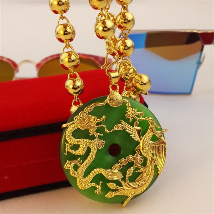 欧币金久不掉色越南沙金光面 个性实心佛珠圆珠观音 关公项链男