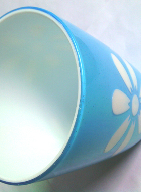 花盘 蓝色配白色花纹小花盘 带银色光点塑料小花盘