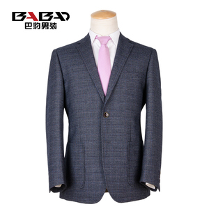 巴豹秋季新品中年男士商务休闲便衣单西格纹宽松西装外套大码便西