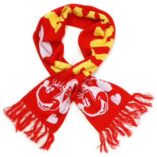 经典动画卡通图案儿童情人火红色提花纯棉加厚加长圣诞流苏围巾