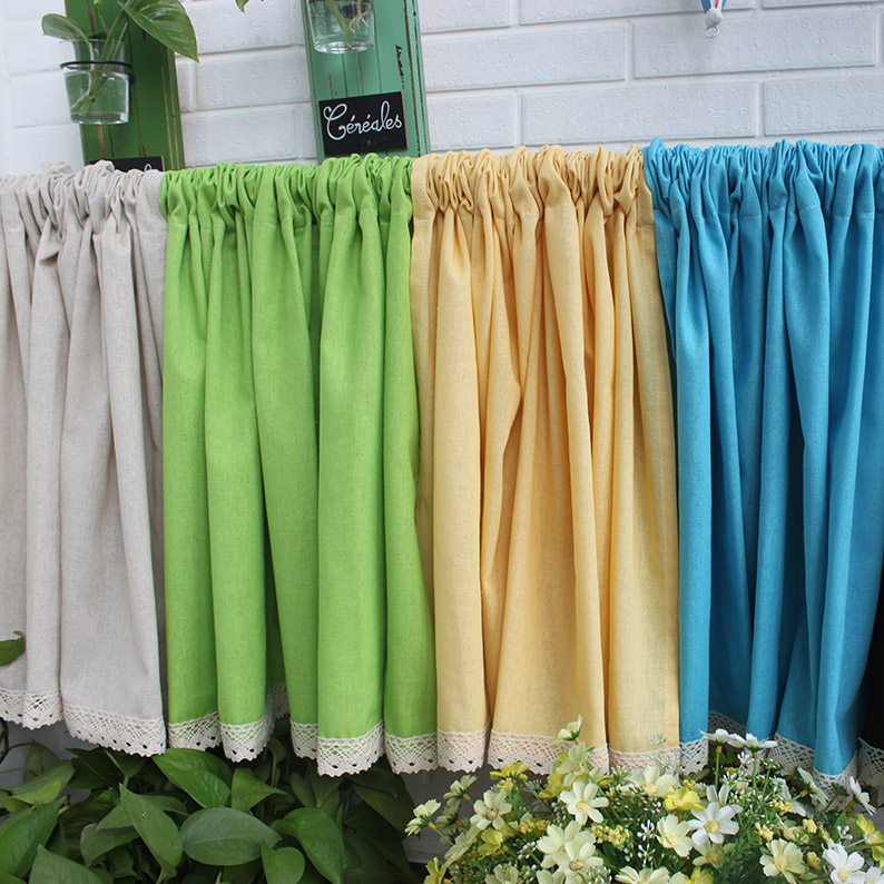 素雅柔软 薄款 棉麻布艺 半帘 窗帘 门帘 隔断帘 风水帘 纯色多款