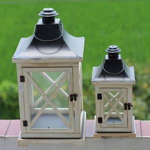 欧式简约现代做旧木质风灯马灯蜡烛台/地中海风格摆件/家居装饰品