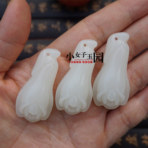 外蒙料玉佩玉坠岫玉兰花吊坠挂件女兰花玉坠花开富贵饰品