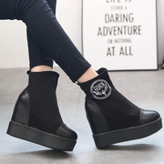 Fall 2015 the new Europe and the high boot women's boots wedges platform platform platform casual women shoes