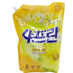 韩国进口LG日化正品舒福蓝衣物柔顺剂木棉花香防静电2100ml