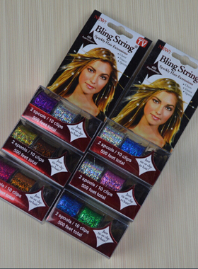 原单原装 claires 多彩闪亮假发丝线 镭射彩丝 2个装附10个水滴夹