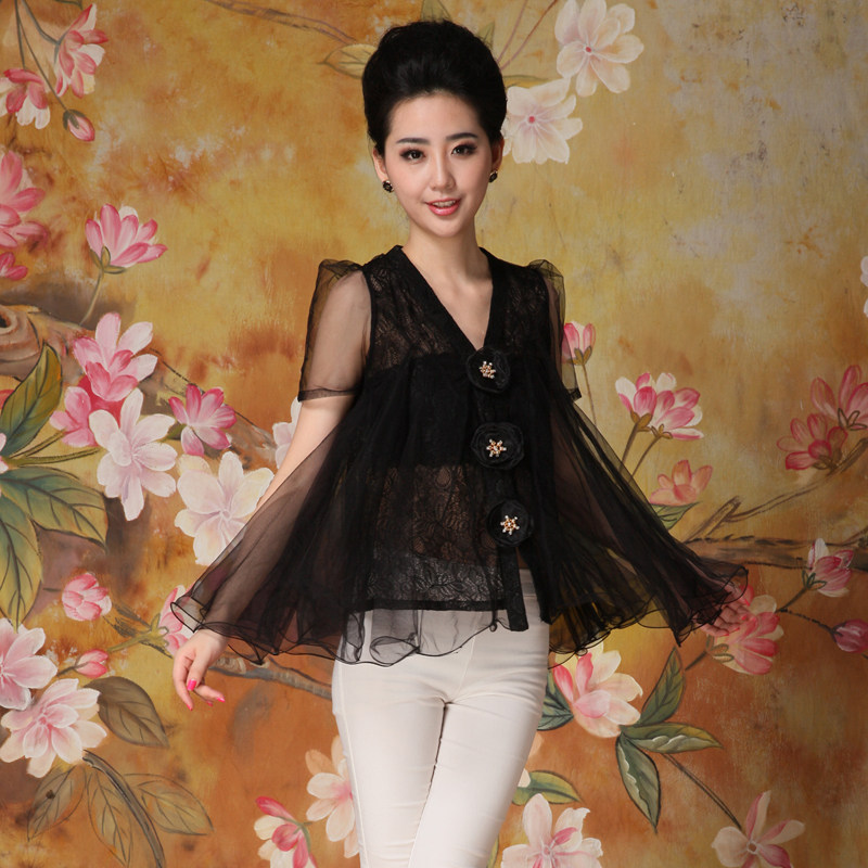 2016 summer Women's wear new pattern Korean Edition Self cultivation Large temperament Jacobs Lace Cardigan Chiffon shirt Short sleeved jacketin the Women's clothing/Boutique , Lace shirt/Chiffon shirt  category - from Buy2taobao.com to provide professional Taobao agent buy service