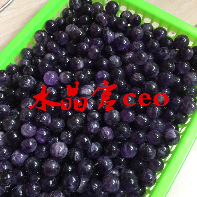구덩이 18-21MM가 있는 7성 배열 깊은 자수정 작은 공이 있는 천연 수정 구슬 판타지 자수정 공