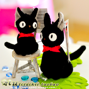 可爱卖萌卡通动漫小黑猫小猫咪魔女宅急便毛绒公仔包包小挂件挂坠