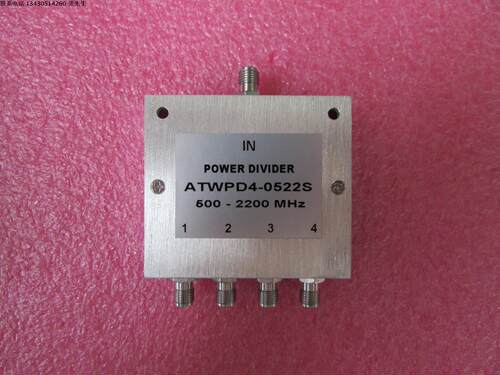 ATWPD4-0522S  500-2200MHz SMA RF射频同轴4路 一分四功分器 合路器 厂家承若质量保修1年，请放心购买  型号：ATWPD4-0522S   50欧姆 一分四  功分器/合路器   SPECIFICATIONS Frequency Range:  500-2200MH