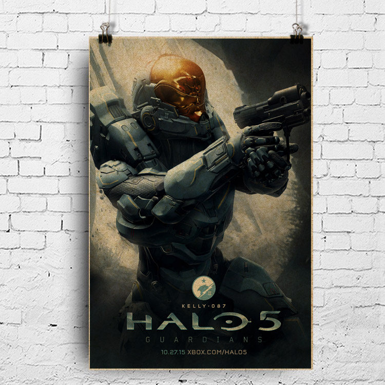 halo光晕游戏海报人物角色图40*60cm光环kelly凯丽复古牛皮纸印制