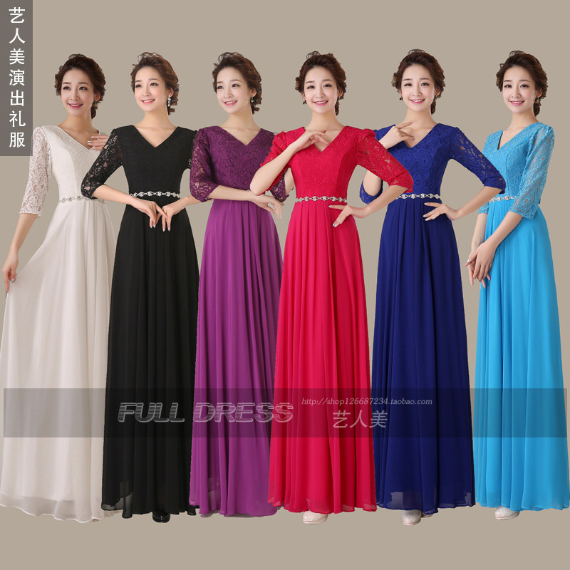 2015新款晚禮服長款主持人禮服大合唱禮服女合唱團演出服裝女長裙在類目 女裝/女士精品, 婚紗/旗袍/禮服, 禮服/晚裝中 - 來自Buy2taobao.com提供專業的淘寶代購服務
