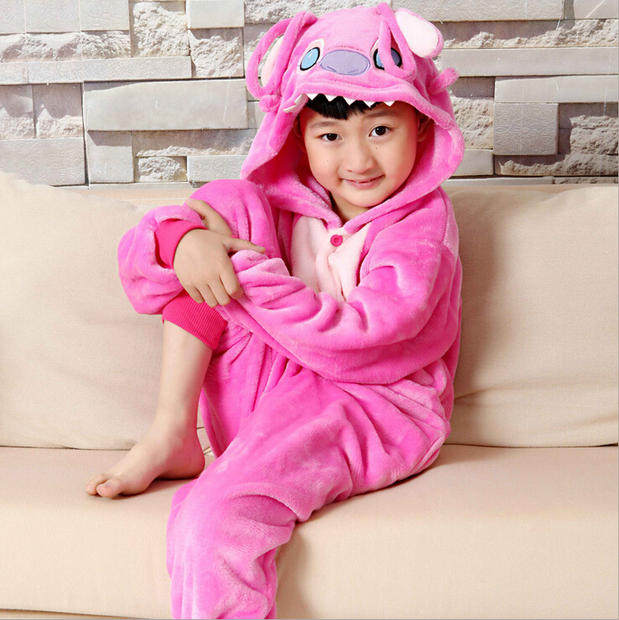 粉史迪奇亲子男女表演家居如厕卡通动物连体睡衣万圣节秋冬onesie