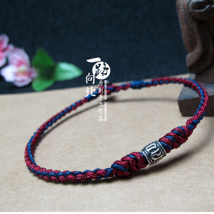 绳结纪定制彩线红绳手链925银六字真言ins情侣学生男女手绳脚绳