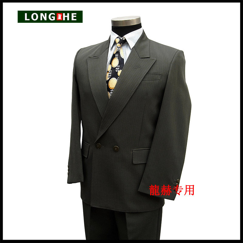 龍赫品牌折扣中老年男精品绅士商务正装一粒双排扣加大码西服套装