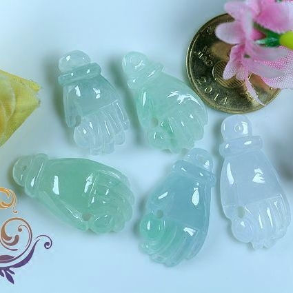 冰种a货翡翠福寿吉祥如意平安观音手一生相守玉佛手DIY玉饰品配件