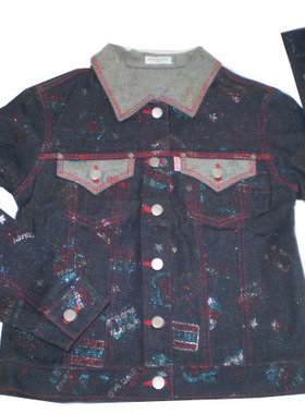 DAISY LOVERS蓝色相拼牛仔夹克外套160