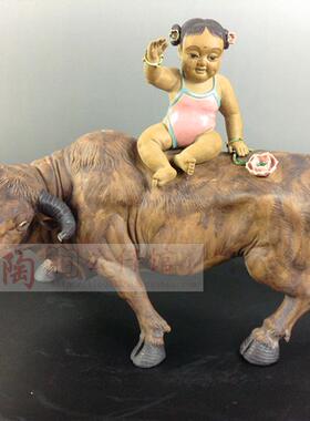 客厅酒柜生肖摆件神童骑牛