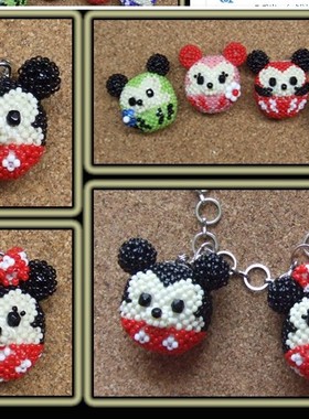 手工串珠进口米珠大头动物材料包可爱米奇米妮头挂饰中文表格教程