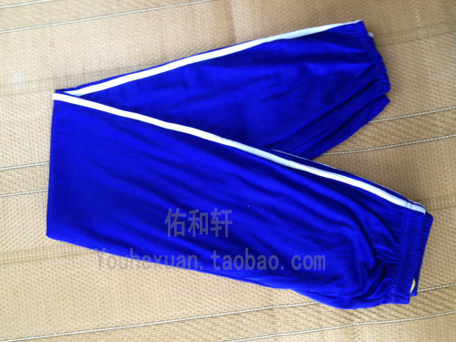 蓝白条军训服装老式优质运动裤