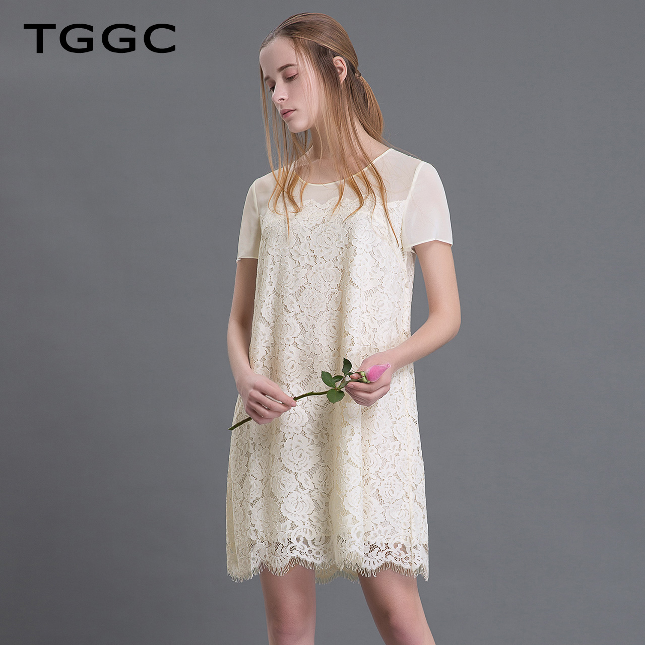 TGGC 2018ÄêÏÄ×° ʱÉÐÓÅÑŶÌÐäÑ©·ÄÀÙ˿ƴ½ÓÅ®ÆøÖÊÁ¬ÒÂȹ F20359