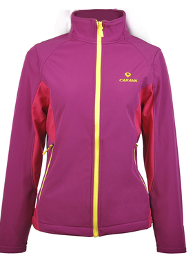 正品CARAVA喀尔沃女秋冬立领软壳衣修身保暖防水防风455806