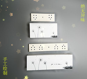 直销座遮挡盒网线电视线插板壁挂收纳盒背景墙置物架免打孔遮丑装
