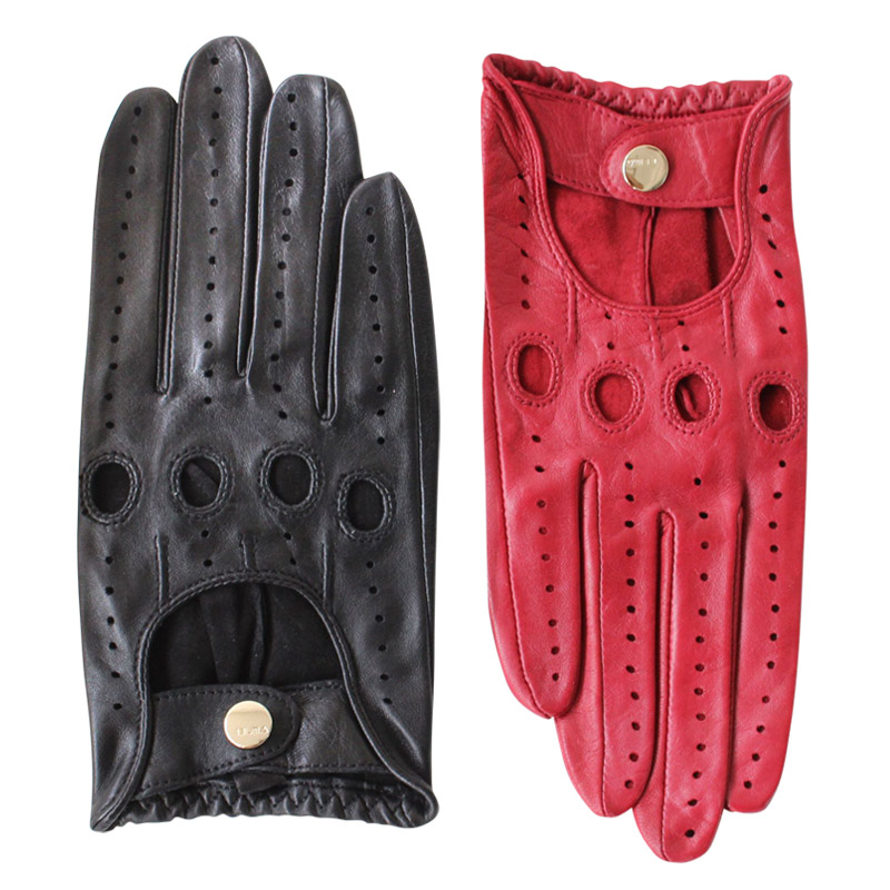 复古哈雷摩托车真皮手套女士薄款机车小羊皮骑士运动手套开车朋克