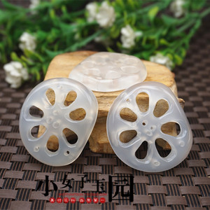 【偶遇】全手工玛瑙藕片吊坠挂件白玉髓冰种莲菜片玉佩玉坠