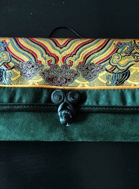 南京云锦吉祥绿色海水纹钱包特色手工艺民族风送女友古典创意礼品