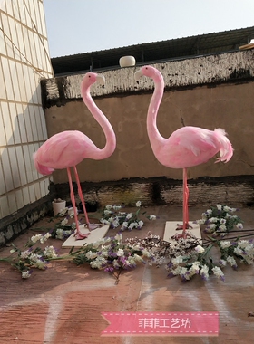 婚礼火烈鸟园林舞台餐厅粉色羽毛