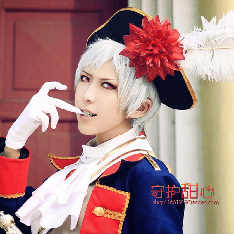 包邮甜心家黑塔利亚基尔伯特·贝什米特奇犽白兰cosplay假发特价