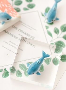 手工立体创意陶瓷小鲸鱼冰箱贴 日式和风可爱动物磁贴 家居装饰品