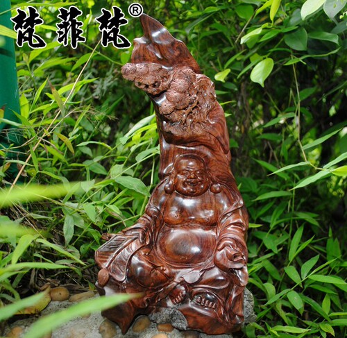 紫油梨弥勒佛火山石鬼脸摆件