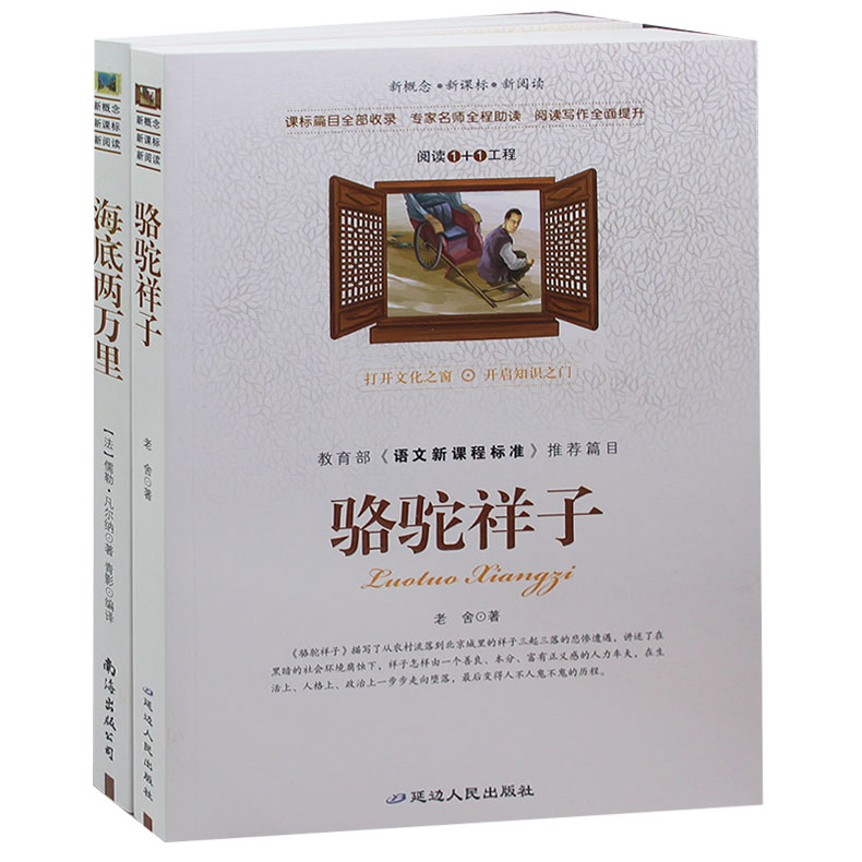 初中生语文推荐书目骆驼祥子+海底两万里课外书读物畅销书籍2本读物 正版 海底两万里骆驼祥子带中考考题