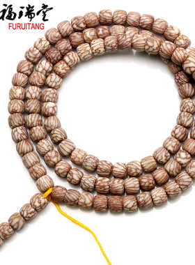 5A级精品 干磨高密藏式血丝莲花菩提子金丝金线菩提桶珠手串108颗