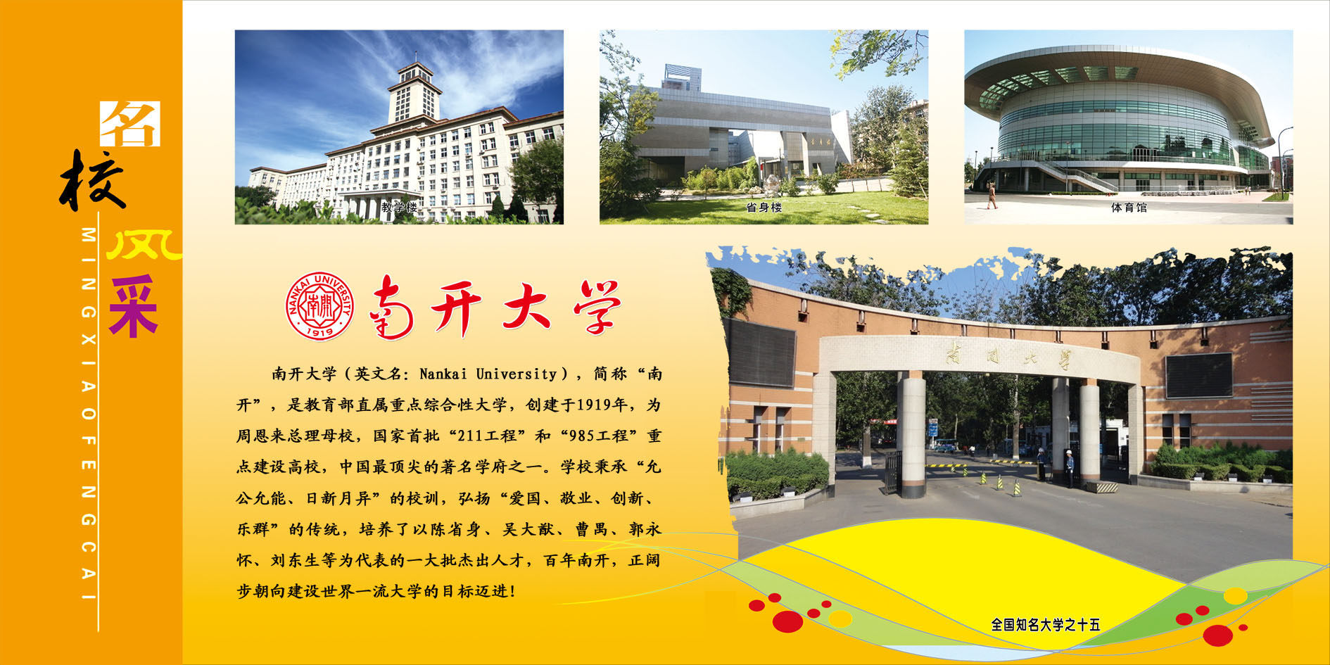 625办公装饰海报展板素材31中国名校风采简介绍南开大学