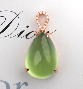 【顾客定制展示】18K玫瑰金16.56克拉葡萄石钻石吊坠*国检证书