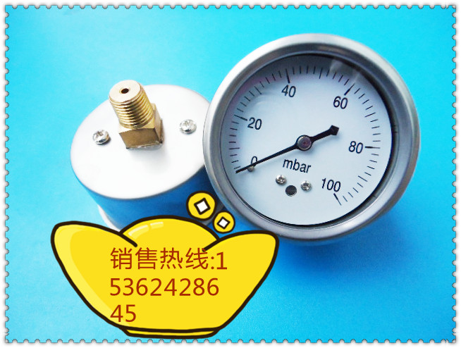 0－100mbar气压表，毫巴气压表，60MM轴向气压表，轴向毫巴压力表