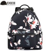 DHH Korean fashion print backpack schoolbag contracted England PU Institute of leisure air bag backpack